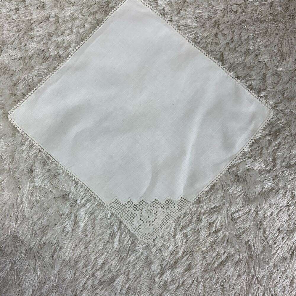 Cream Linen Hand Crochet Trim Lace Table Scarf
